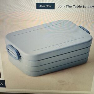 NWOT - pale blue large Bento Lunch Box with Utensil.